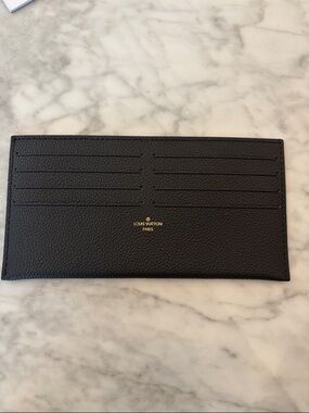 Louis Vuitton Black Leather Long Wallet Card Holder